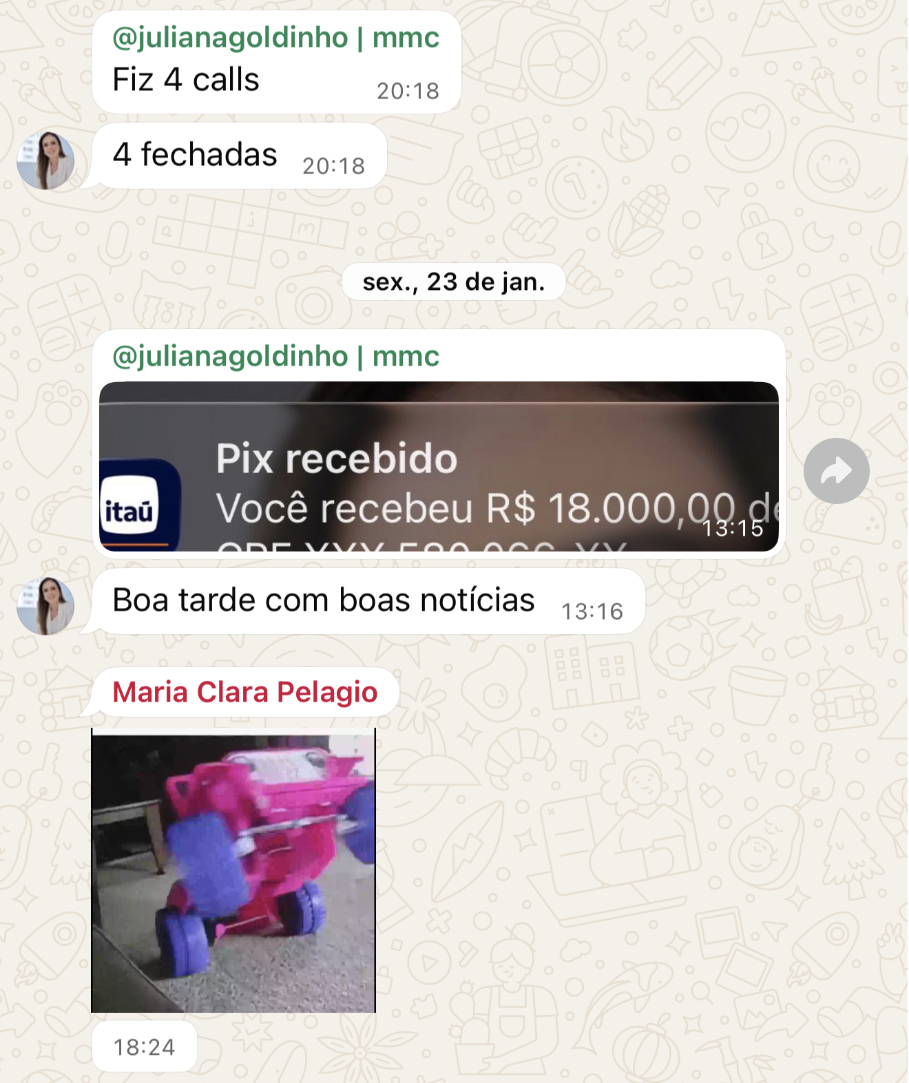 Print do depoimento de Juliana Godinho
